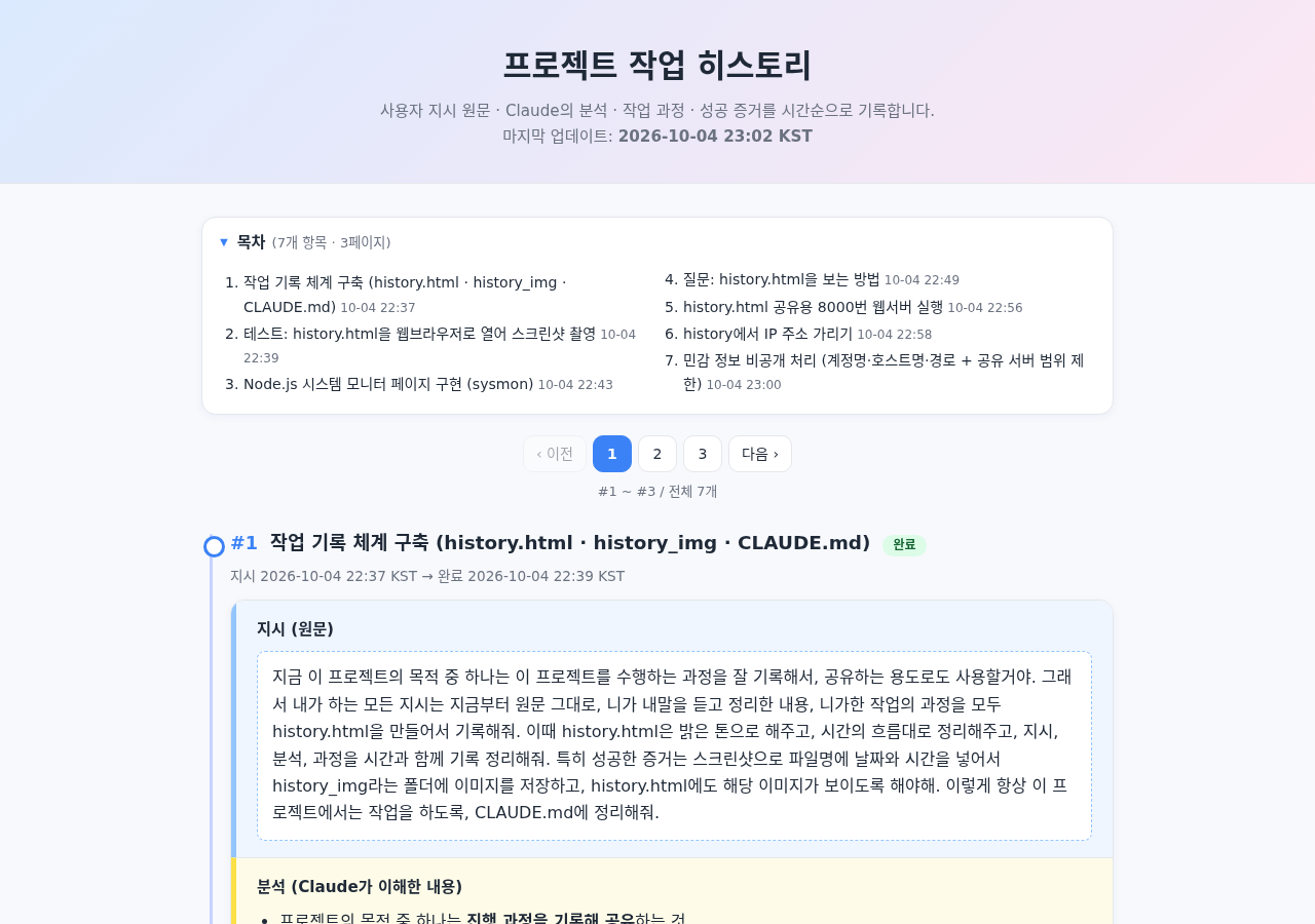 목차와 페이지 버튼